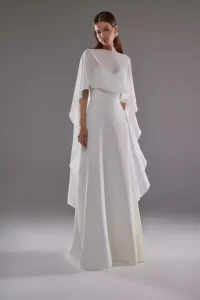 vestido de noiva com capa removível para cerimônia e festa